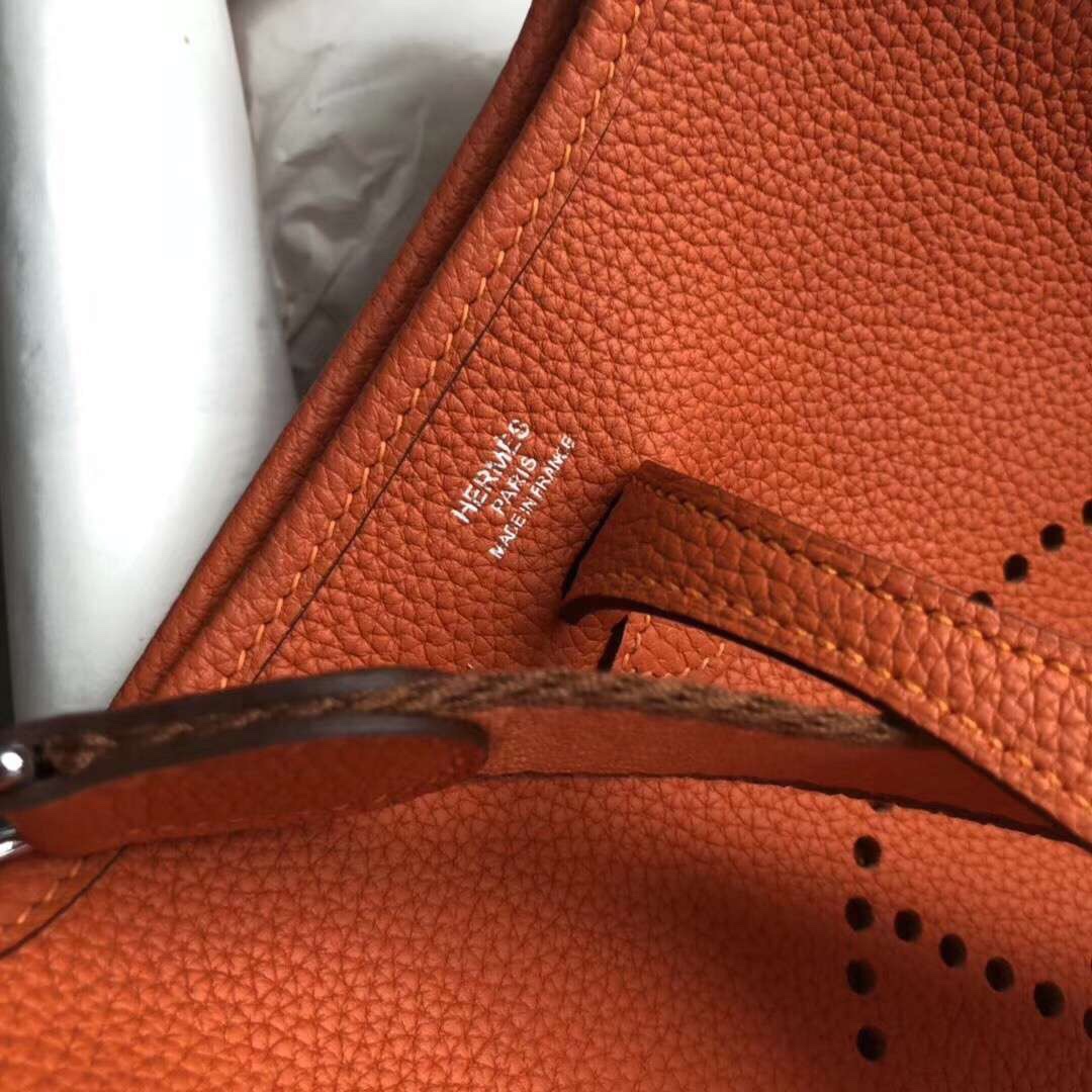 에르메스 미니 에블린16 오렌지 은장 토고가죽